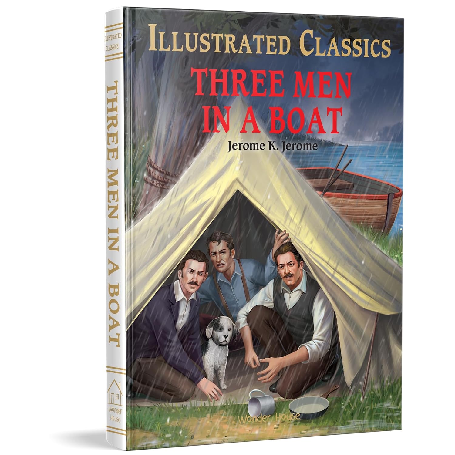 Three Men in a Boat : Illustrated Abridged Children Classics English Novel with Review Questions Hardcover  Book