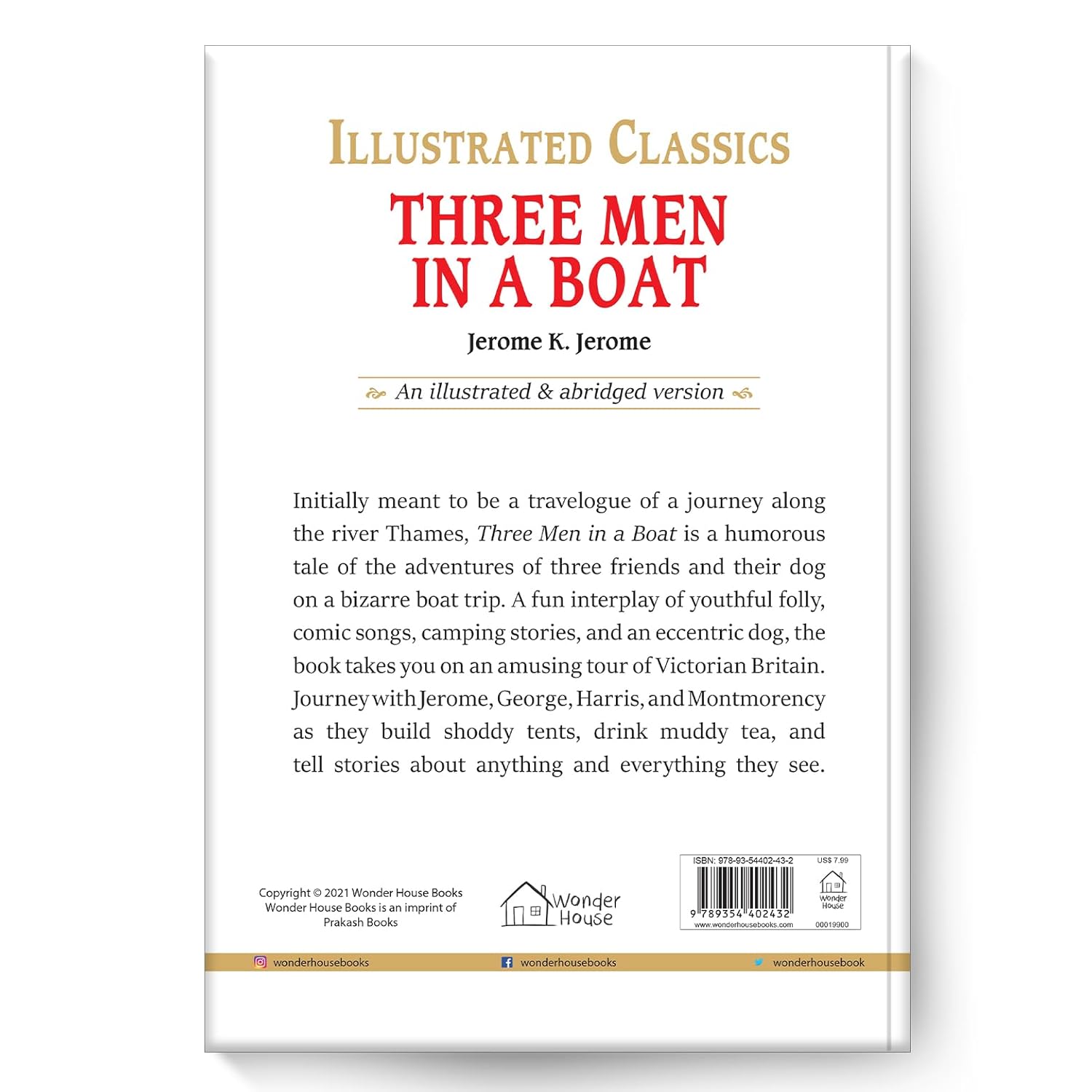 Three Men in a Boat : Illustrated Abridged Children Classics English Novel with Review Questions Hardcover  Book