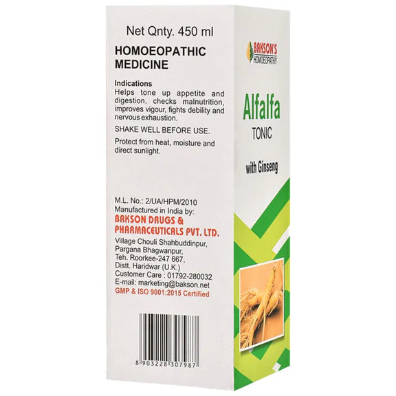 Bakson's Homeopathy Alfalfa Tonic with Ginseng - 450 ml
