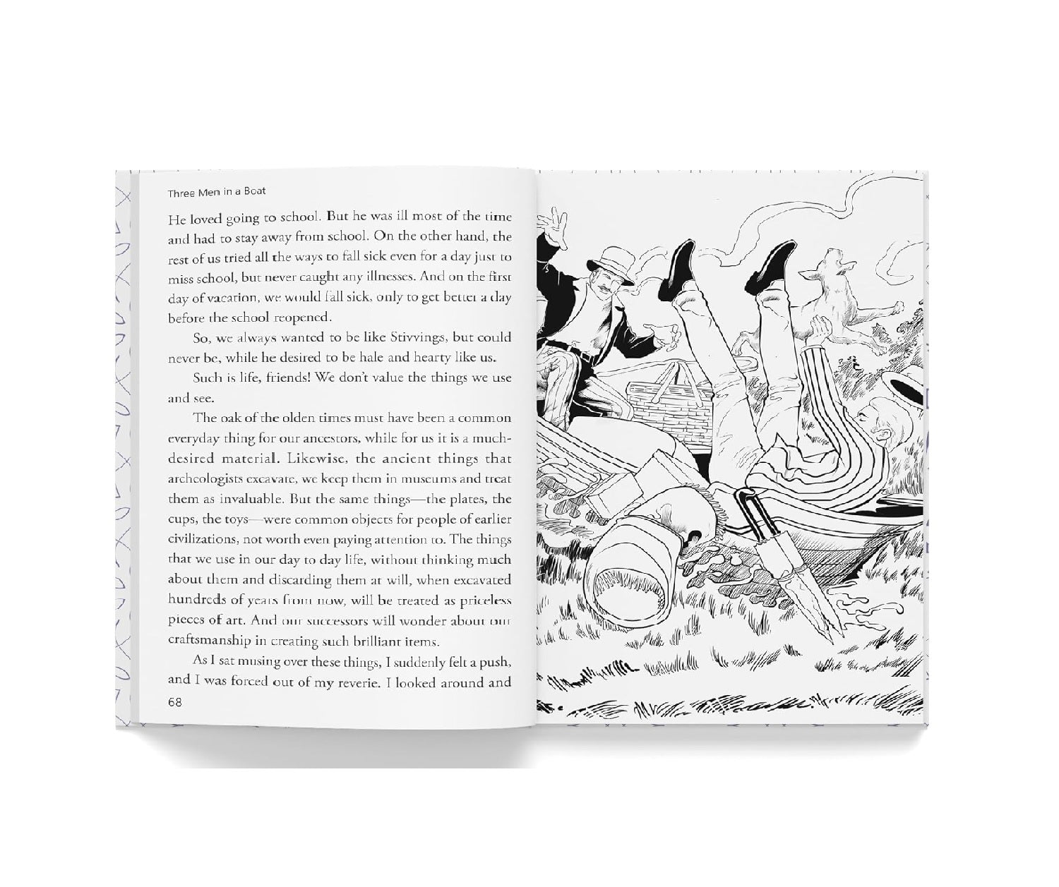 Three Men in a Boat : Illustrated Abridged Children Classics English Novel with Review Questions Hardcover  Book