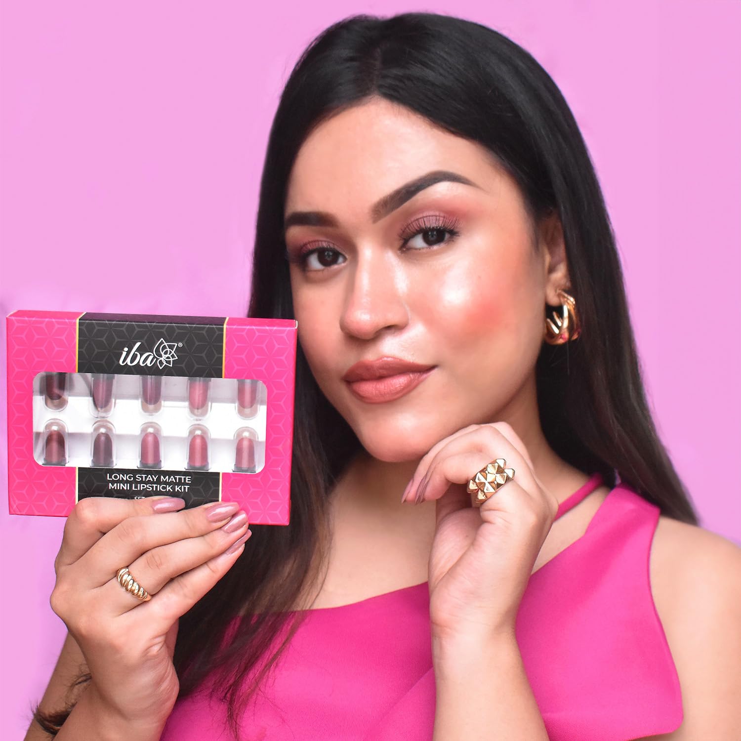 Iba Long Stay Creamy Matte Micro Mini Lipstick Kit | Bullet Matte Lipstick Set | Highly Pigmented and Long Lasting | Hydrating & Moisturizing Mini Lipsticks Set for Women | Mini Lipstick Combo Pack | (Set of 10) 12 g