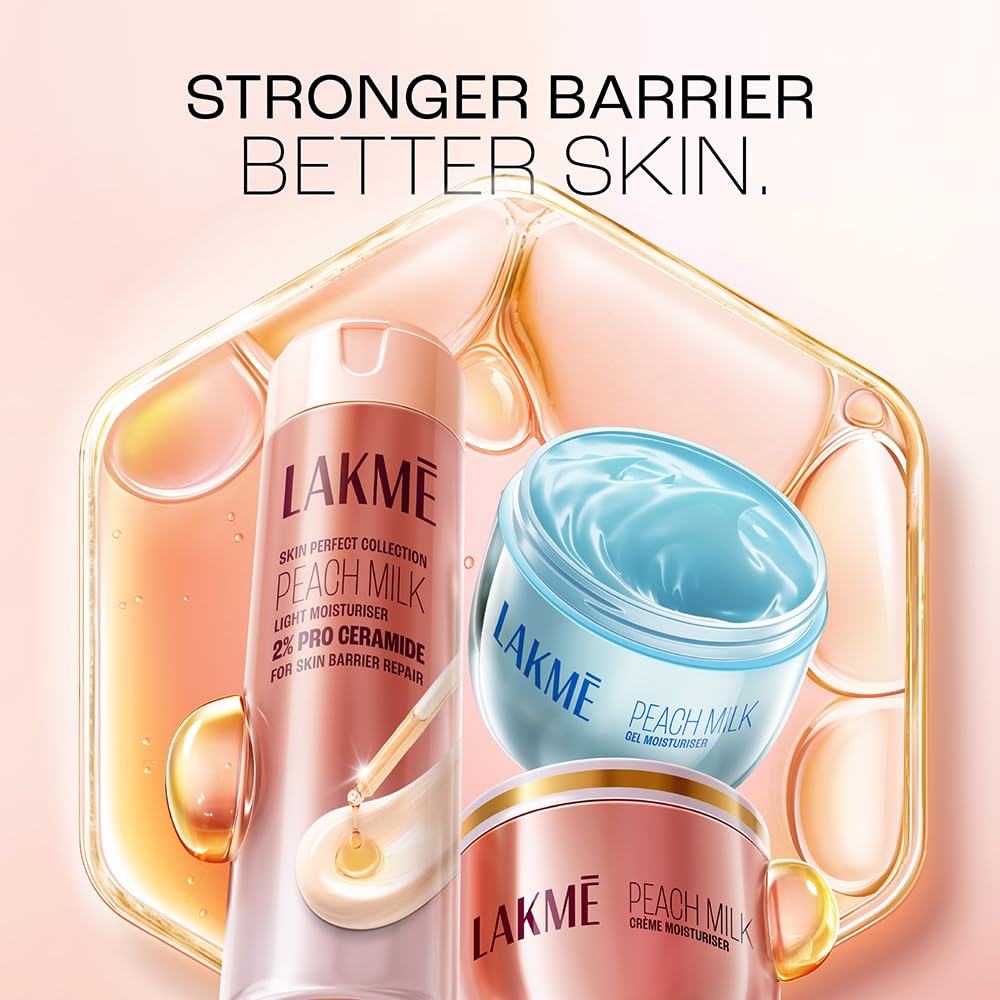 Lakme Peach Milk Pro Ceramide Moisturizer with Vitamin E for Deep Moisturizing and Skin Strengthening | With Skin Conditioner| For Dry, Normal & Sensitive 200ml