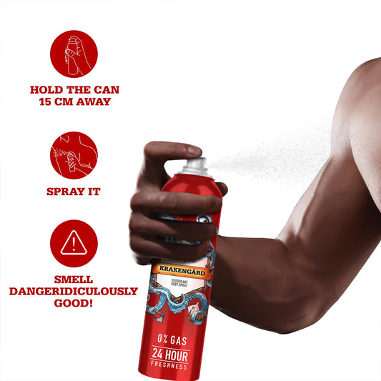 Old Spice Krakengard No Gas 24 hour Long Lasting Freshness Deodorant Perfume Body Spray For Men, 140ml