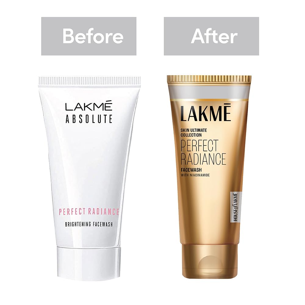 Lakme Perfect Radiance Brightening Facewash with 98% Pure Niacinamide Complex | For Glowing Skin with Glycerin | Known to Reduce Pigmentation | 50gm
