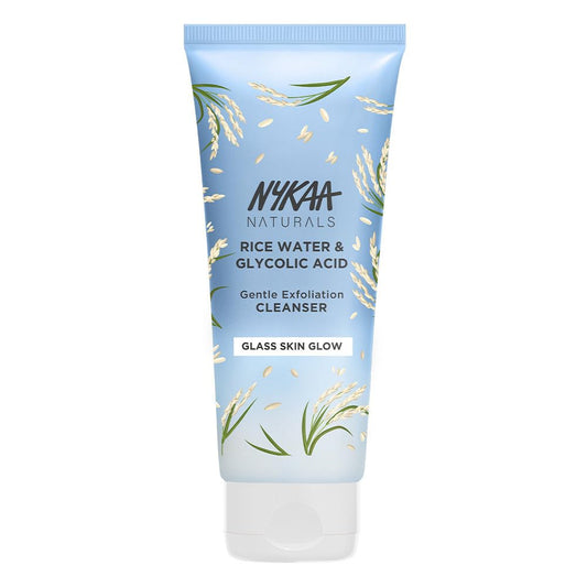 Nykaa Rice Water & Glycolic Acid Gentle Exfoliation Face Wash Cleanser for Glass Skin Glow, All Skin Types, 100ml