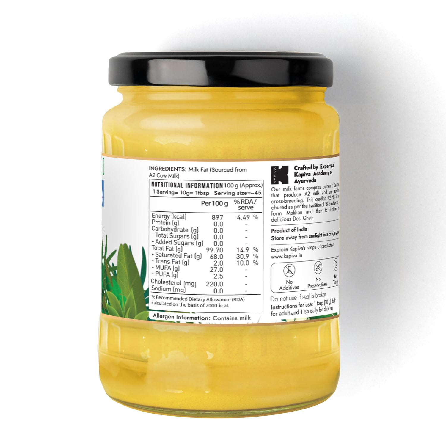 Kapiva A2 Desi Cow Ghee | Pure and Natural Ghee From A2 Cow Milk | Organic Cow Ghee - 500 gm