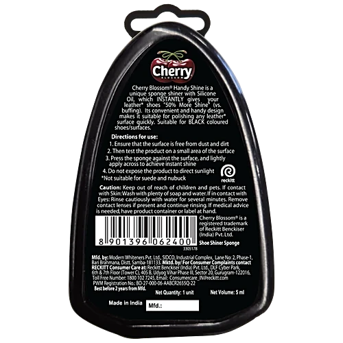 Cherry Blossom Black Handy Shine Shoe Shiner Sponge, 5 ml