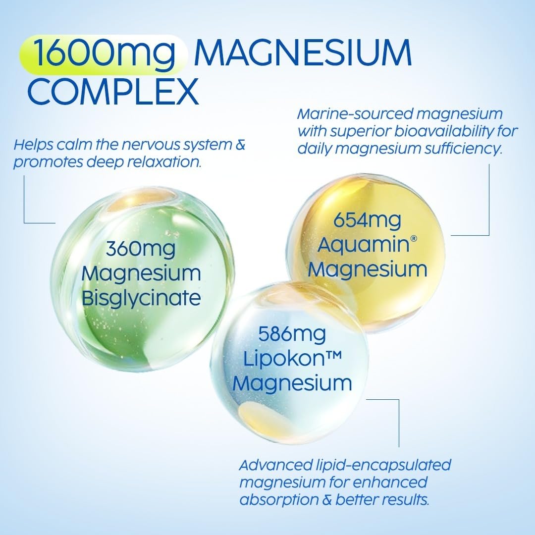 PLIX THE PLANT FIX Tri-Magnesium Plus Tablets With 1600mg Triple Magnesium Complex with Chamomile Extract | Helps in reduce muscle soreness & supports sleep | 60 Tablets