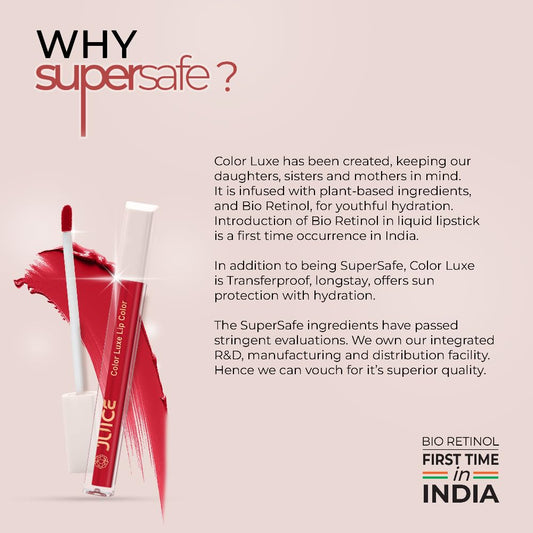 Juice Matte Luxe Lipstick - Vitamin E Enriched, Smudge-Free with Bio Retinol, Moisturizing Lock Technology, SPF 15, Long-Lasting Pack of 2 (Juicy Plum - M05 & Yummy Pink - M13)