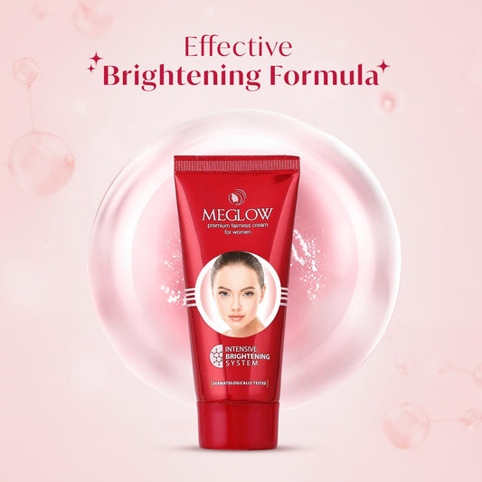 Meglow Skin Brightening Moisturizer Cream for Women| Hydrates, Repairs, Radiates | Reduces Dark Spots, Melanin, Melasma | Prevents Pigmentation | Even Tone- 50g