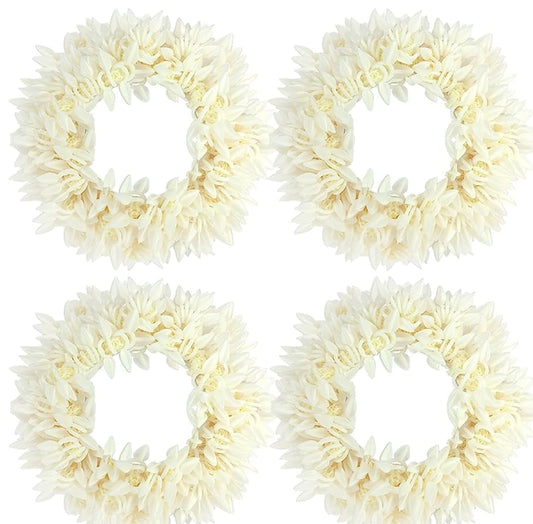 Gajra Flower Scrunchies For Hair Bun, Bracelet, and Ponytail Wedding Jewellery Reusable Fragrance Hair Mogra Gajra Tie For Women/Girls Gajra Scented Mogra White pack of 2