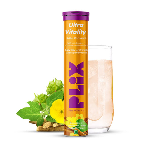 PLIX - THE PLANT FIX Ultra Vitality Effervescent for Stamina,Performance & Strength|With L-Arginine,Ashwag&ha,Safed Musli & Zinc|For Men|15 Tablets