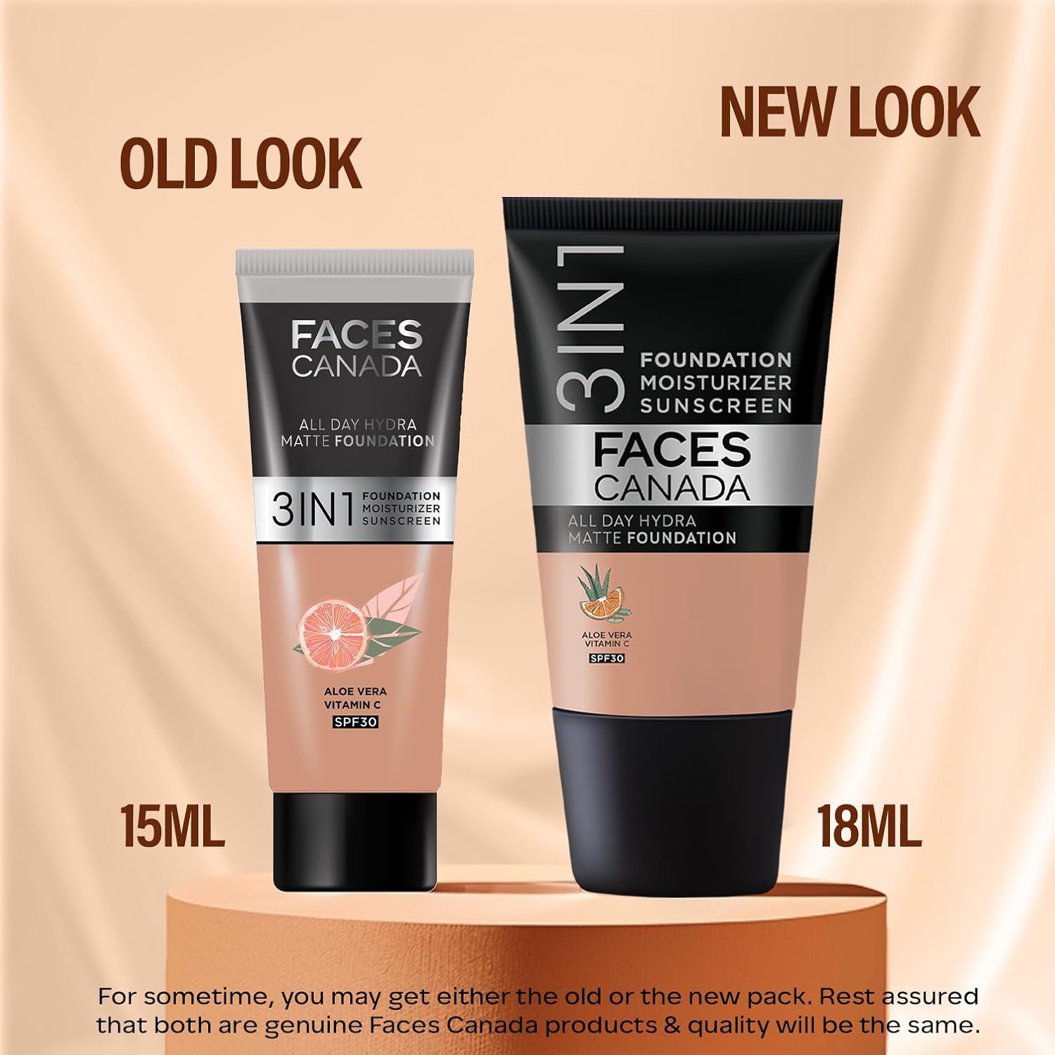 ACES CANADA All Day Hydra Matte Foundation - Mini | 3in1 Foundation + Moisturizer + SPF 30 | 24 HR Aloe Hydration & Vitamin C | 10HR Wear | Medium to High Buildable Coverage | Caramel Natural (18 ml)