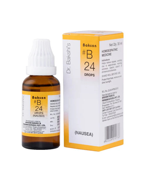 Bakson B24 Nausea Drops (30ml) For Nausea, Vomiting due Morning Sickness, Gastritis after Alcohol
