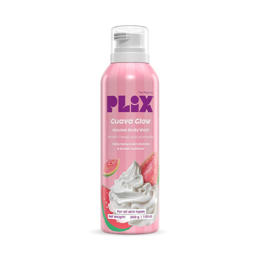 PLIX THE PLANT FIX Guava Mousse Body Wash | Whipped Foaming Cleanser for Glowy, Hydrated & Smooth Skin | Brightening with Vitamin C & Ferulic Acid | Gentle Exfoliation | Lightweight Texture | For Men & Women