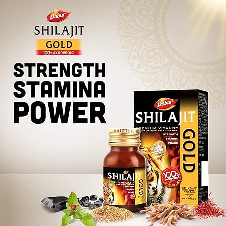 Dabur Ayurvedic Shilajeet Gold (20caps) for boost stamina, strength, and energy