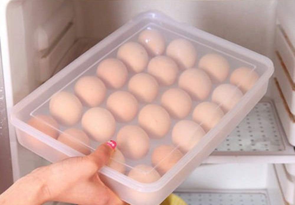 param Clear Large Capacity Portable Home Picnic Plastic Egg Box Case 24 Holder Storage Container Fridge, Egg Box for 24 Eggs, Set of 1 Pieces