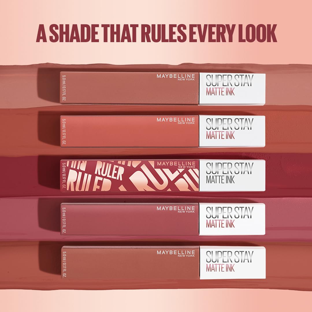 Maybelline New York SuperStay Matte Ink Liquid Lipstick - Iconic Ruler, Highly pigmented, Transfer Proof & Fade Proof. Maybelline New York SuperStay Matte Ink Liquid Lipstick Lasts Up To 16 Hour|5 ml