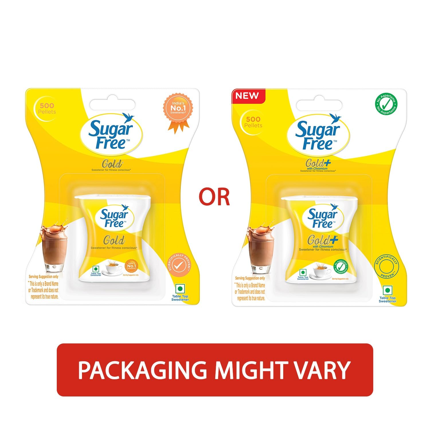 Sugar Free Gold, 500 Pellets| India s No.1 Sweetner| Sweet like Sugar with Low Calories| Scientifically Proven & Tested 50g (Pack of 2)