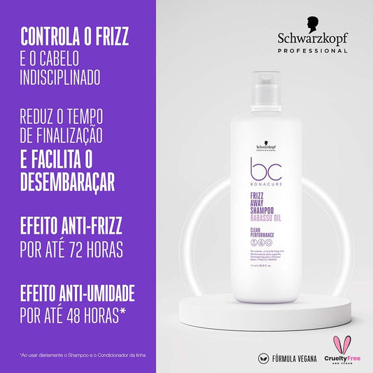 Schwarzkopf Professional Bonacure Frizz Away Shampoo with Babassu Oil For Men & Women | Cleansing & Smoothing Formula for All Hair Types (1 Ltr)