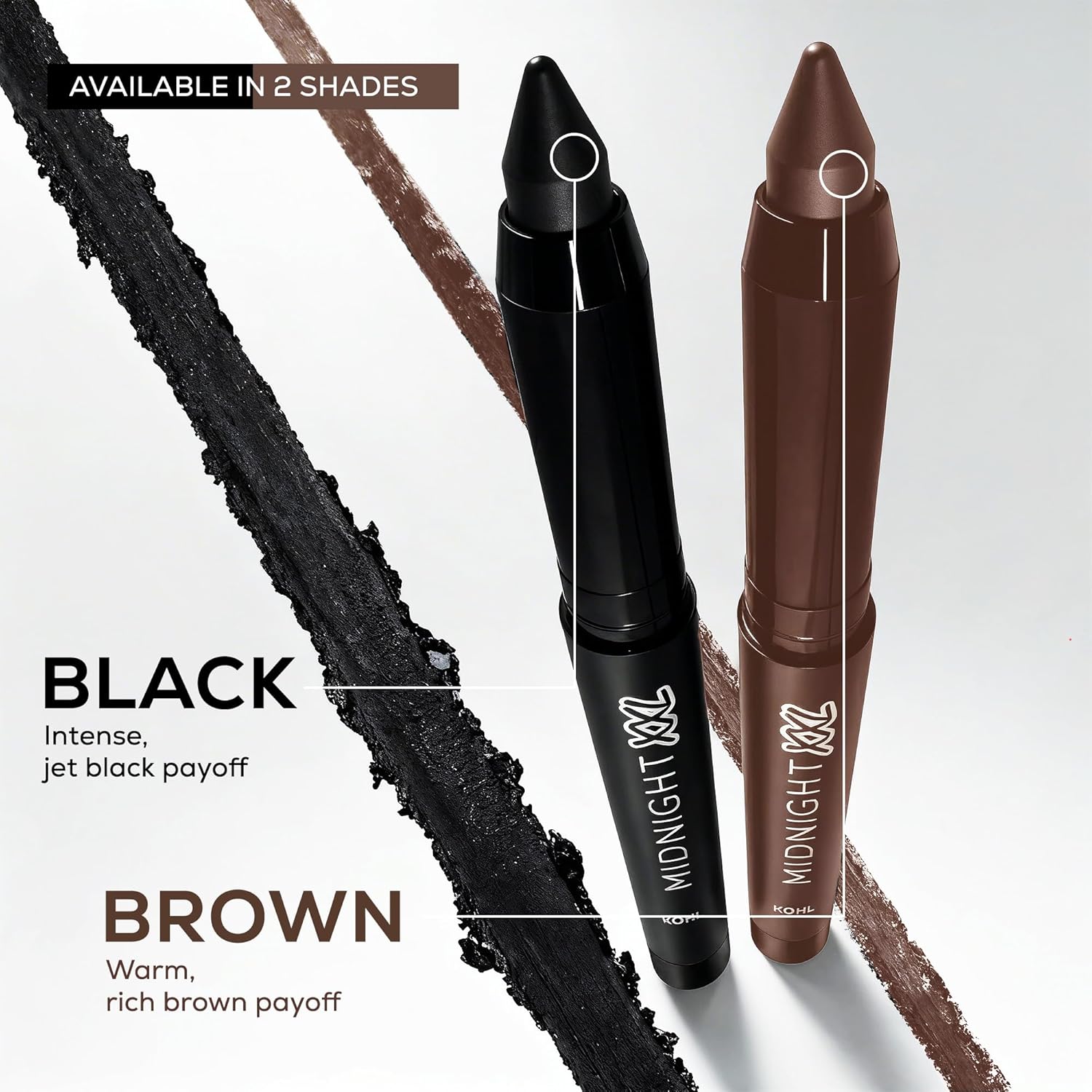 RENEE Midnight XXL Kajal | Black Kohl Pencil with Built-in Sharpener | Waterproof, Smudge-proof, 24Hr Long-Lasting | Ultra-Rich Pigment, Smooth Glide | 1.5g