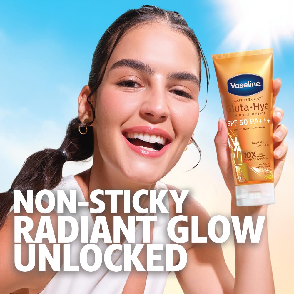 Vaseline Gluta Hya - Antioxidant SPF 50 PA+++ Sunscreen for Face & Body | Glutathione & Hyaluronic Acid infused Sunscreen 175 ML