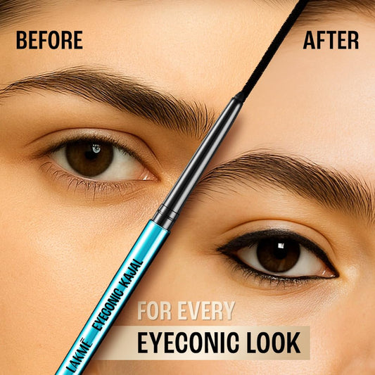 Lakme 9-5 Eyeconic Kajal, Deep Black, Smudgeproof and Waterproof that lasts upto 24H, for 2x dark pigment, 0.35g