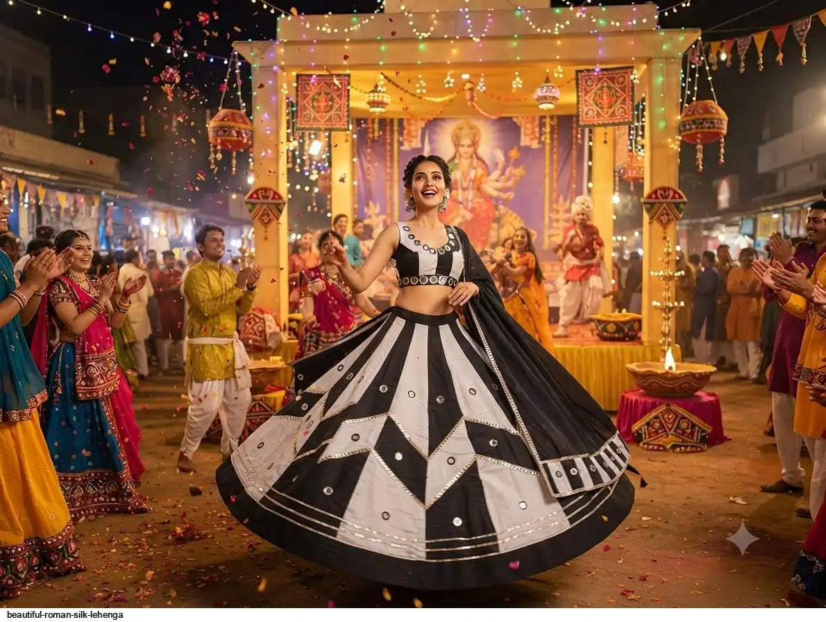 BEAUTIFUL ROMAN SILK LEHENGA