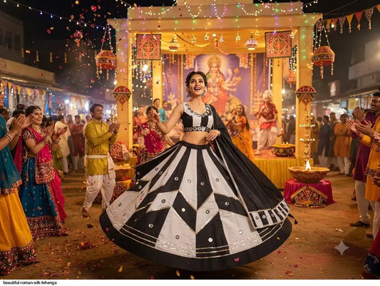 BEAUTIFUL ROMAN SILK LEHENGA