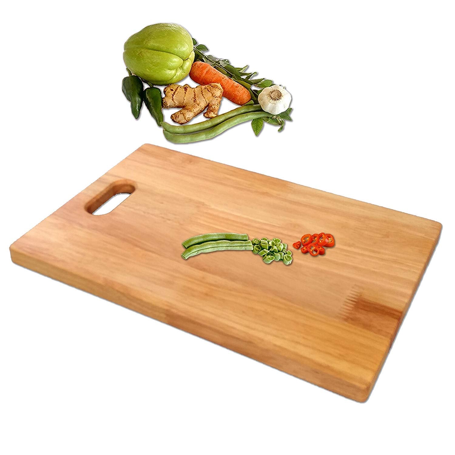 Sunshine Rubber Wood Chopping/Cutting Board Non Slip 12 Inches x 8 Inches with 0.5 Inches Thickness