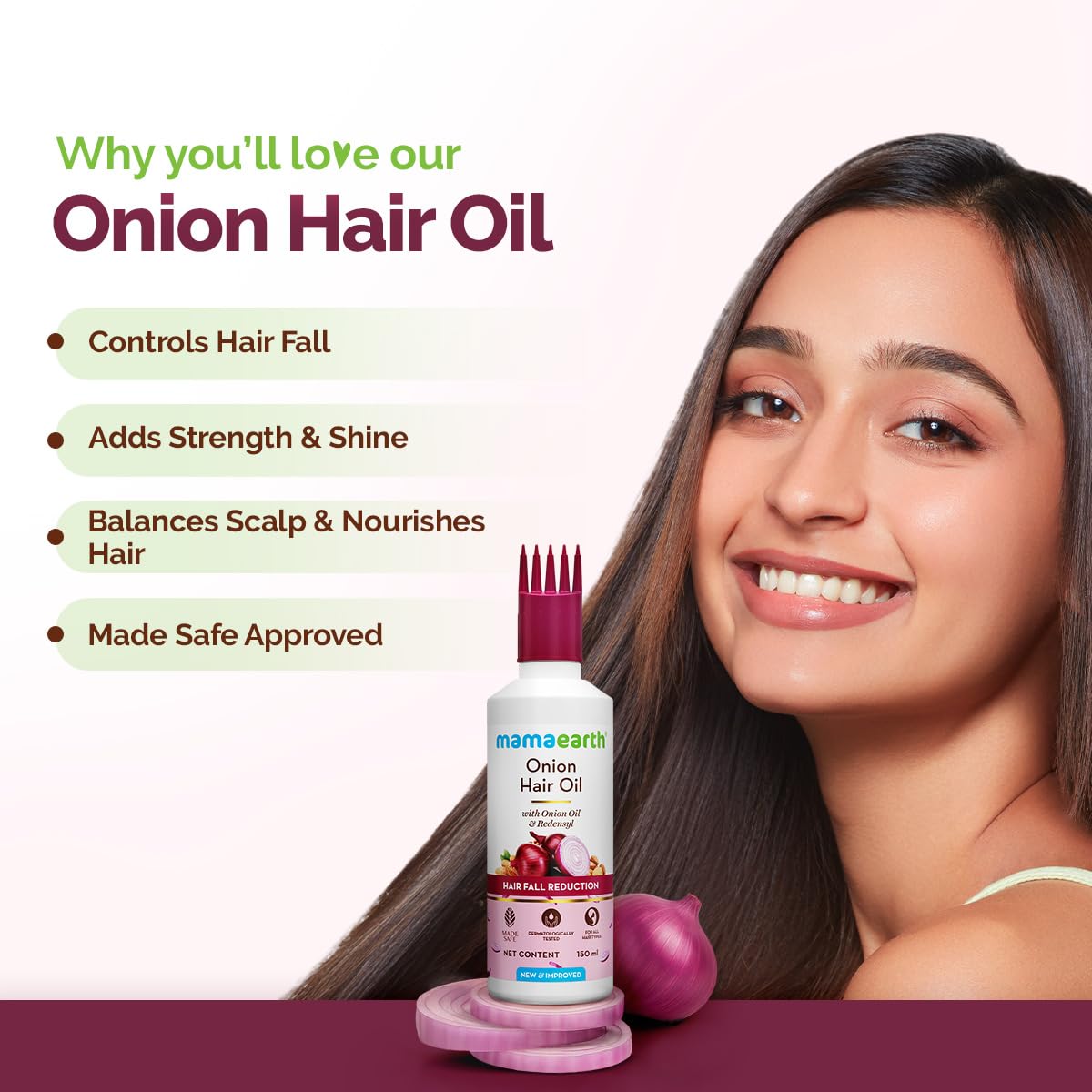 Mamaearth Onion Hair Oil for Hair Growth & Hair Fall Control with Redensyl 150ml