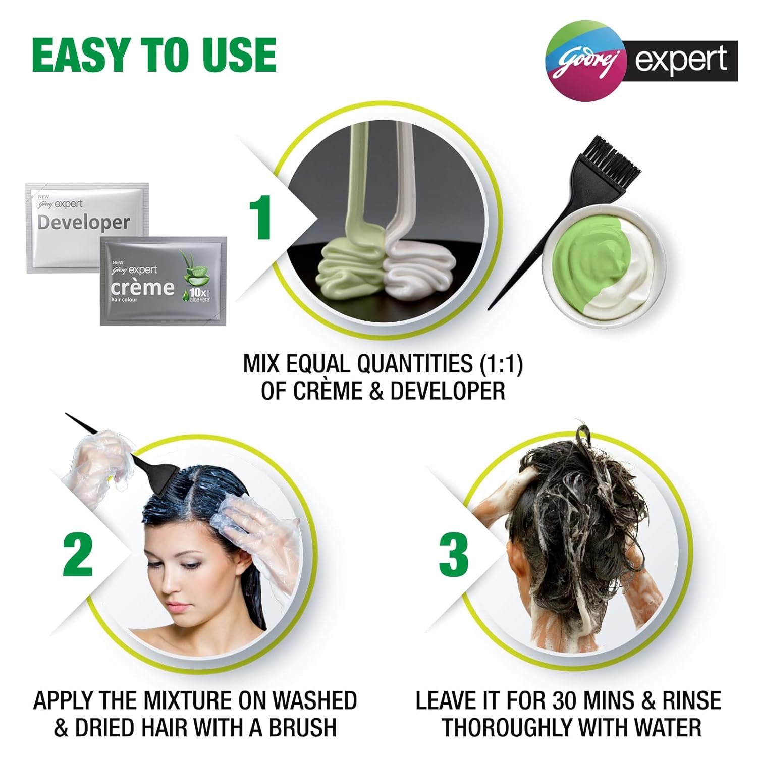Godrej Expert Rich Creme Hair Colour Sachet - Pack of 4 Natural Brown 4.00 (80g+80ml) | with Aloe Vera & Milk Protein | No Ammonia