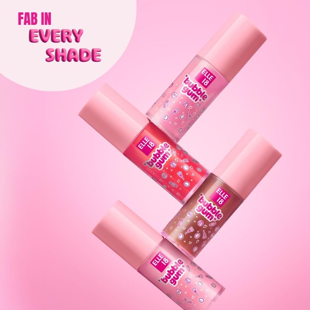Elle 18 Bubblegum Lip Jelly, Lip Gloss - Cherry, Pigmented, Fuller Lips|5 ml