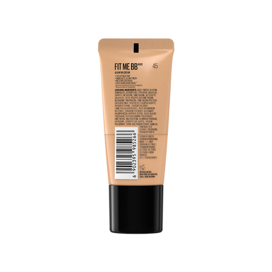 Maybelline New York Fit Me Glow BB Cream, SPF 50 + 24H Hydration With Niacinamide & Hyaluronic Acid, Dewy Finish for Normal to Dry Skin- Shade 45, 25ml