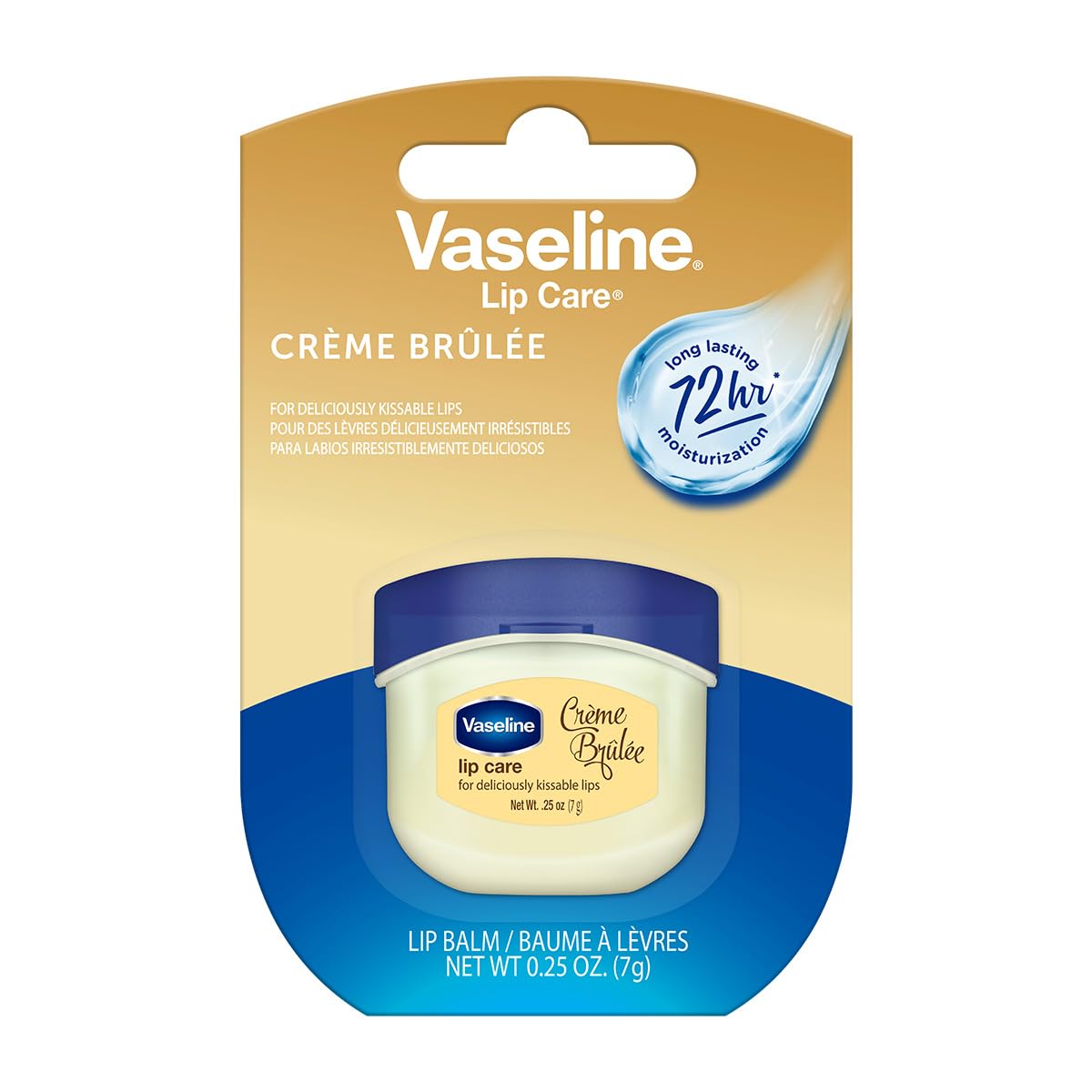 Vaseline Lip Therapy Crème Brûlée | Flavoured Balm for Smooth & Kissable Lips | 72Hr Moisturization | Sweet Dessert Fragrance | 7g