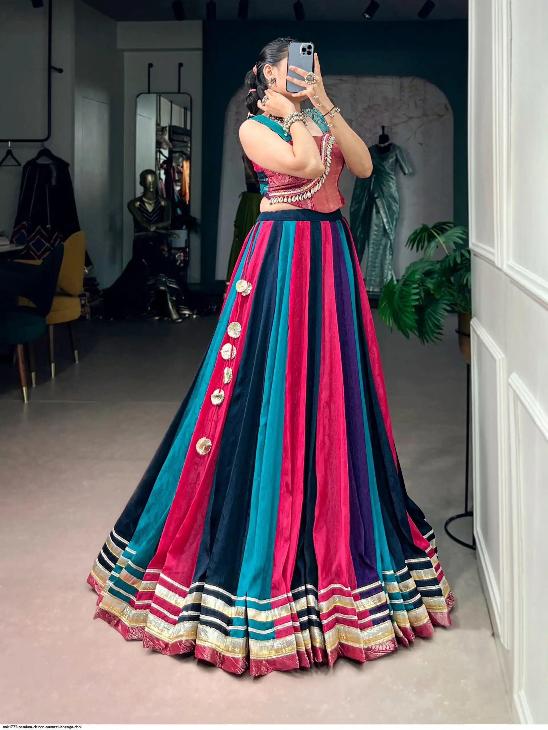 NNK1772 PEMIUM CHINON NAVRATRI LEHENGA CHOLI