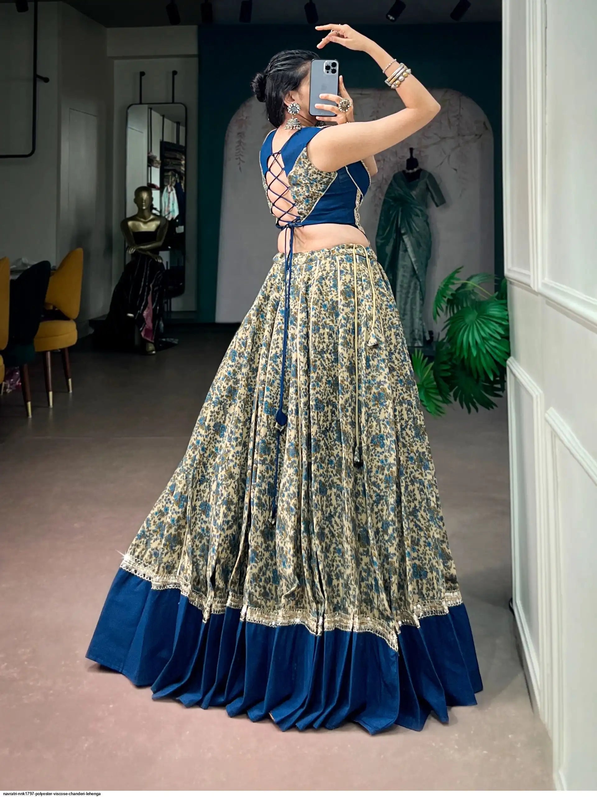 NAVRATRI NNK1797 POLYESTER VISCOSE CHANDERI LEHENGA