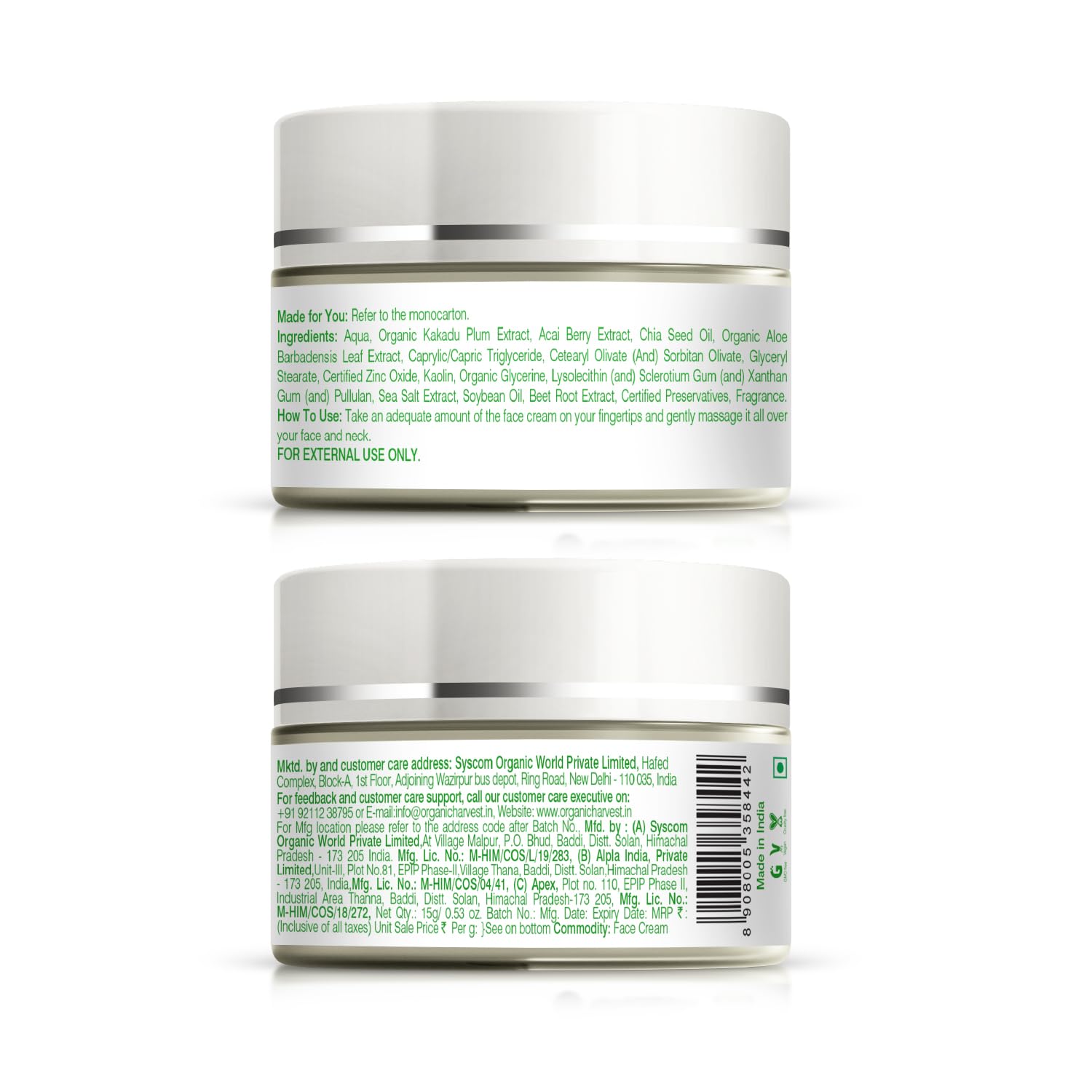 Organic Harvest Daily Day Cream for Women, Girls, Men | Helps in Nourishing, Moisturising & Glowing the Skin | Cream for Oily Skin | Anti-Pollution with SPF 30 | Paraben & Sulphate Free - 15gm