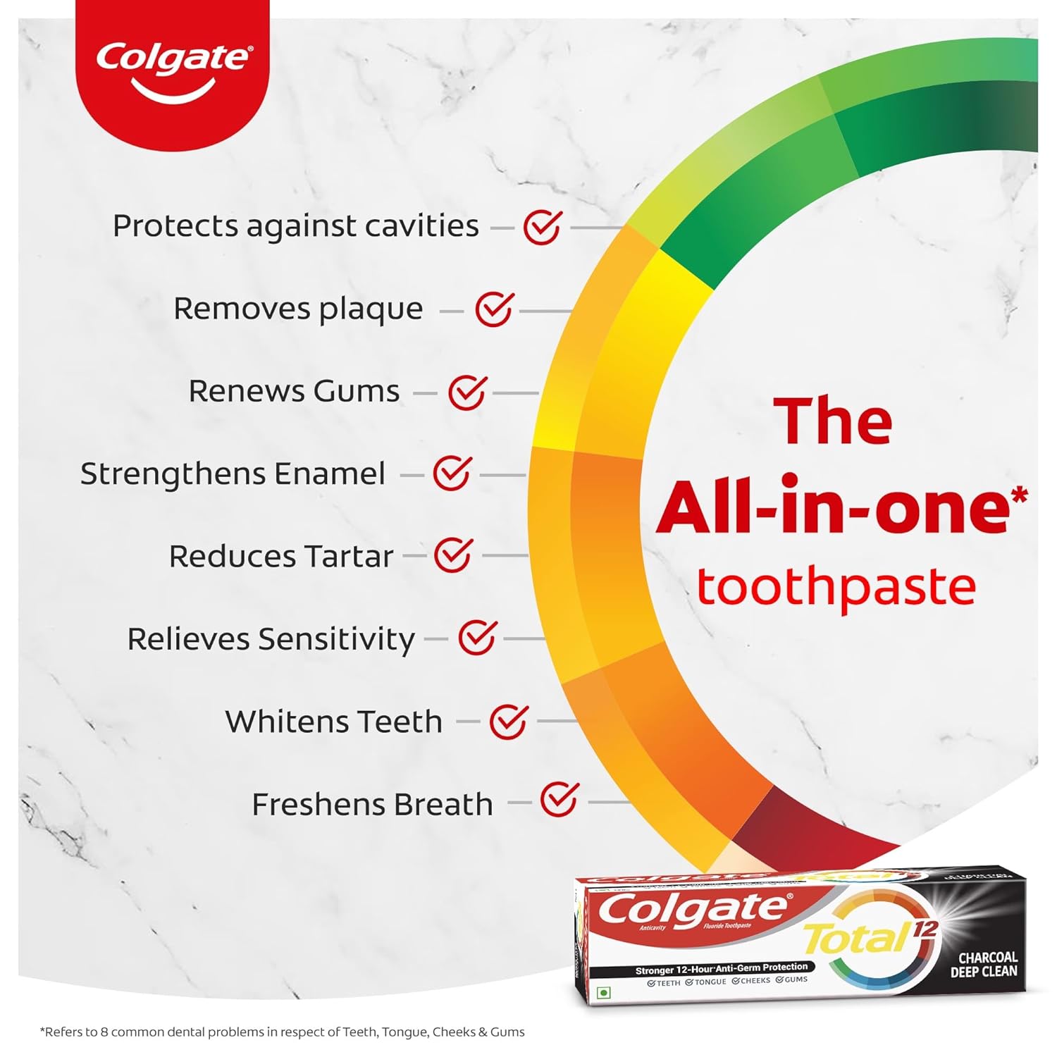 Colgate Total Whole Mouth Health, Antibacterial Toothpaste, 120gm (Charcoal Deep Clean)