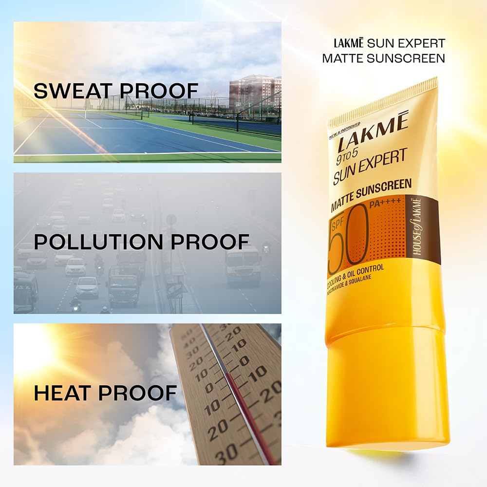 Lakme SPF 50 PA++++ Sunscreen Lotion for Bright Skin | In Vivo Tested | UVA UVB Blue Light Protection | Water light| No White Cast | Niacinamide| For All Skin Types | 50 ml