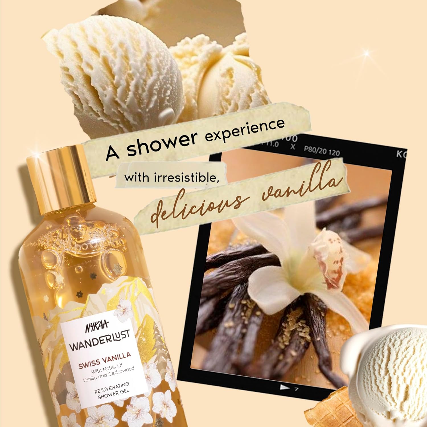 Nykaa Wanderlust Swiss Vanilla Shower Gel, Vanilla & Cedarwood Fragrance, Rejuvenating Body Wash, Hydrating Formula, Vegan & Cruelty-Free, 250ml