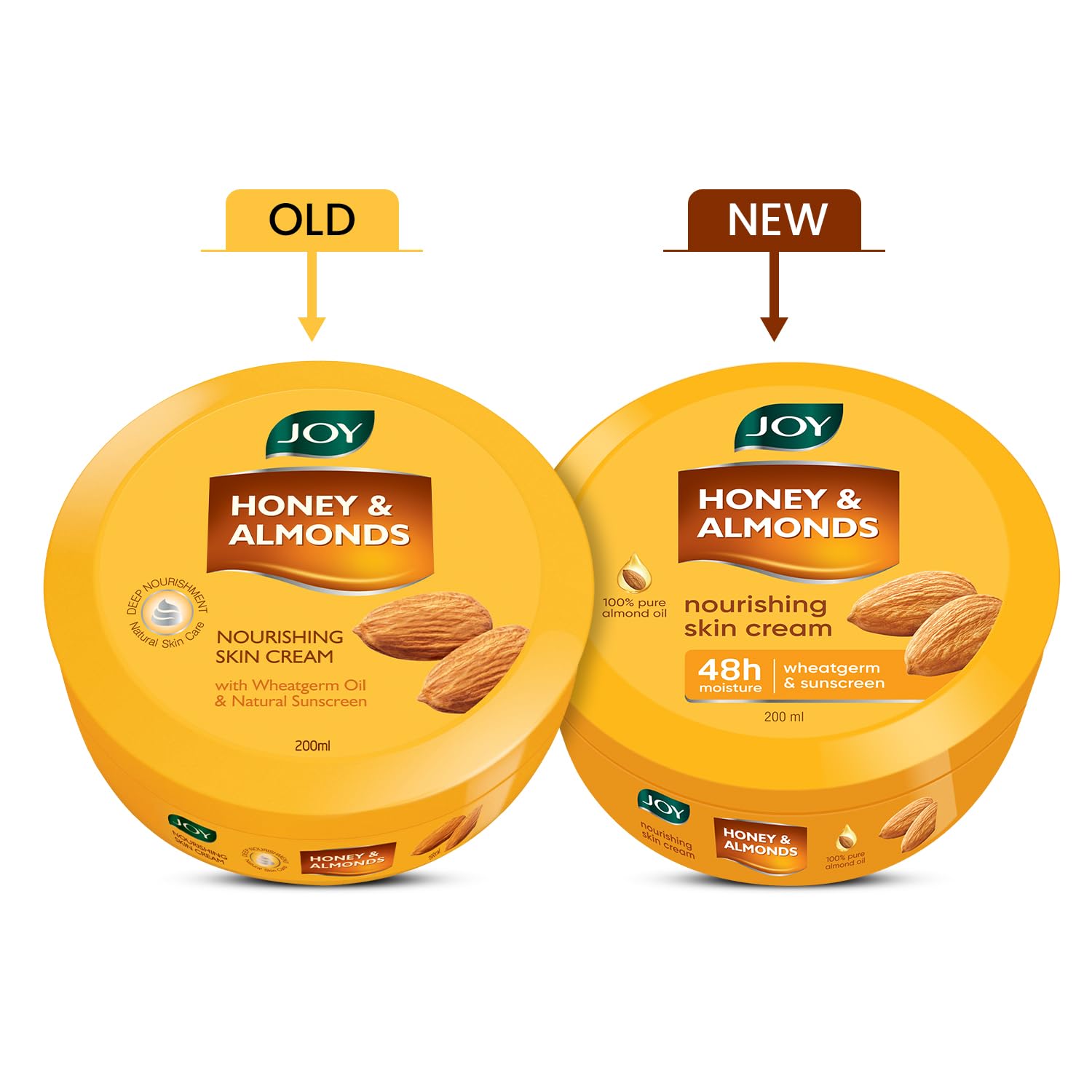 Joy Honey & Almonds Deep Nourishing Moisturizer for Dry Skin | Skin Cream for Face, Hands & Body | Contains Natural Sunscreen for Glowing Skin | Retains Natural Moisture Balance, 200ml