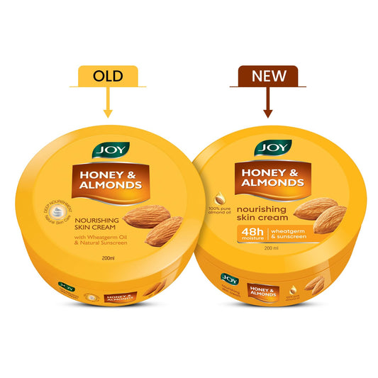 Joy Honey & Almonds Deep Nourishing Moisturizer for Dry Skin | Skin Cream for Face, Hands & Body | Contains Natural Sunscreen for Glowing Skin | Retains Natural Moisture Balance, 200ml