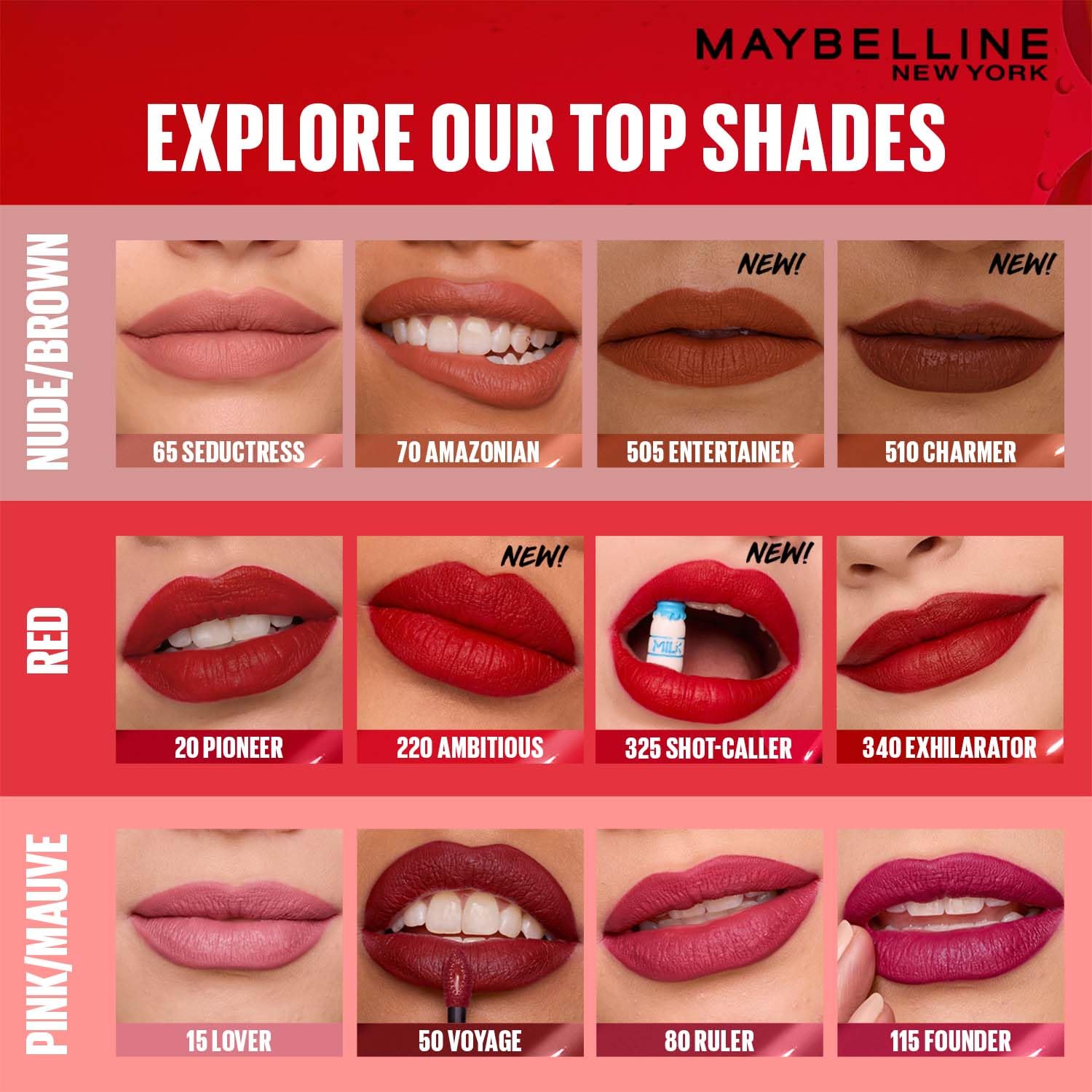 Maybelline New York SuperStay Matte Ink Liquid Lipstick - 15 Lover, Highly pigmented, Transfer Proof & Fade Proof. Maybelline New York SuperStay Matte Ink Liquid Lipstick Lasts Up To 16 Hour | 5ml