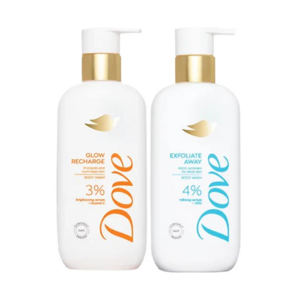Dove Glow Recharge Exfoliating & Exfoliate Away Serum Body Wash Combo - combo
