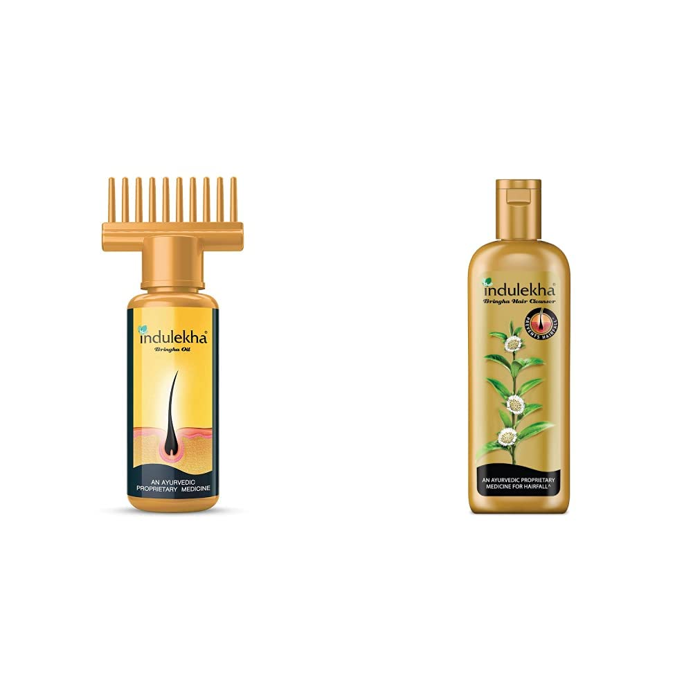 Indulekha Bhringa Hair Oil, 100ml And Indulekha Bringha Hair Anti-Hair Fall Shampoo, 100ml For Hair Fall, Hair Care