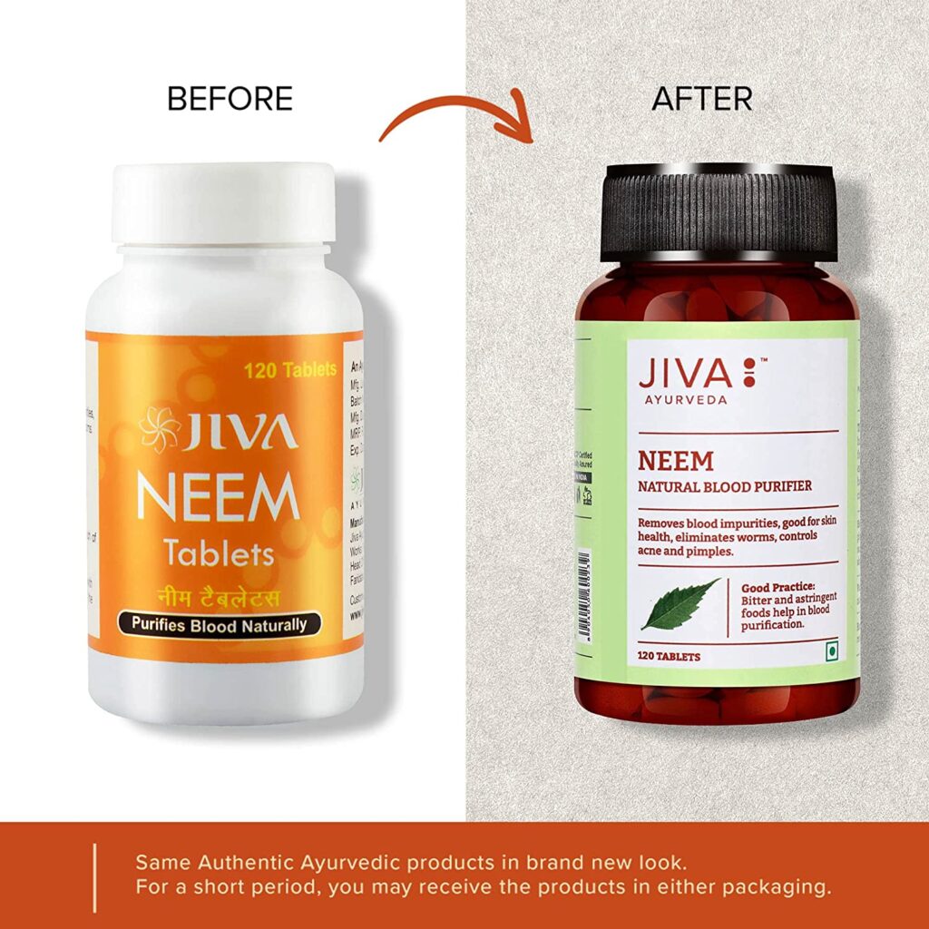 Jiva Ayurveda Neem (120 Tablets) For purifying blood, skin infections, functioning of circulatory, digestive, respiratory and urinary systems