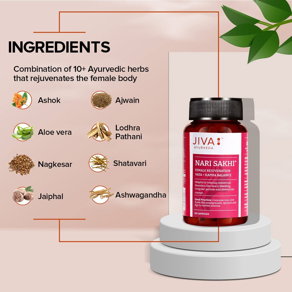 Jiva Ayurveda Nari Sakhi 60 Capsules For rejuvenating female health, fertility, regulating the menstrual cycle