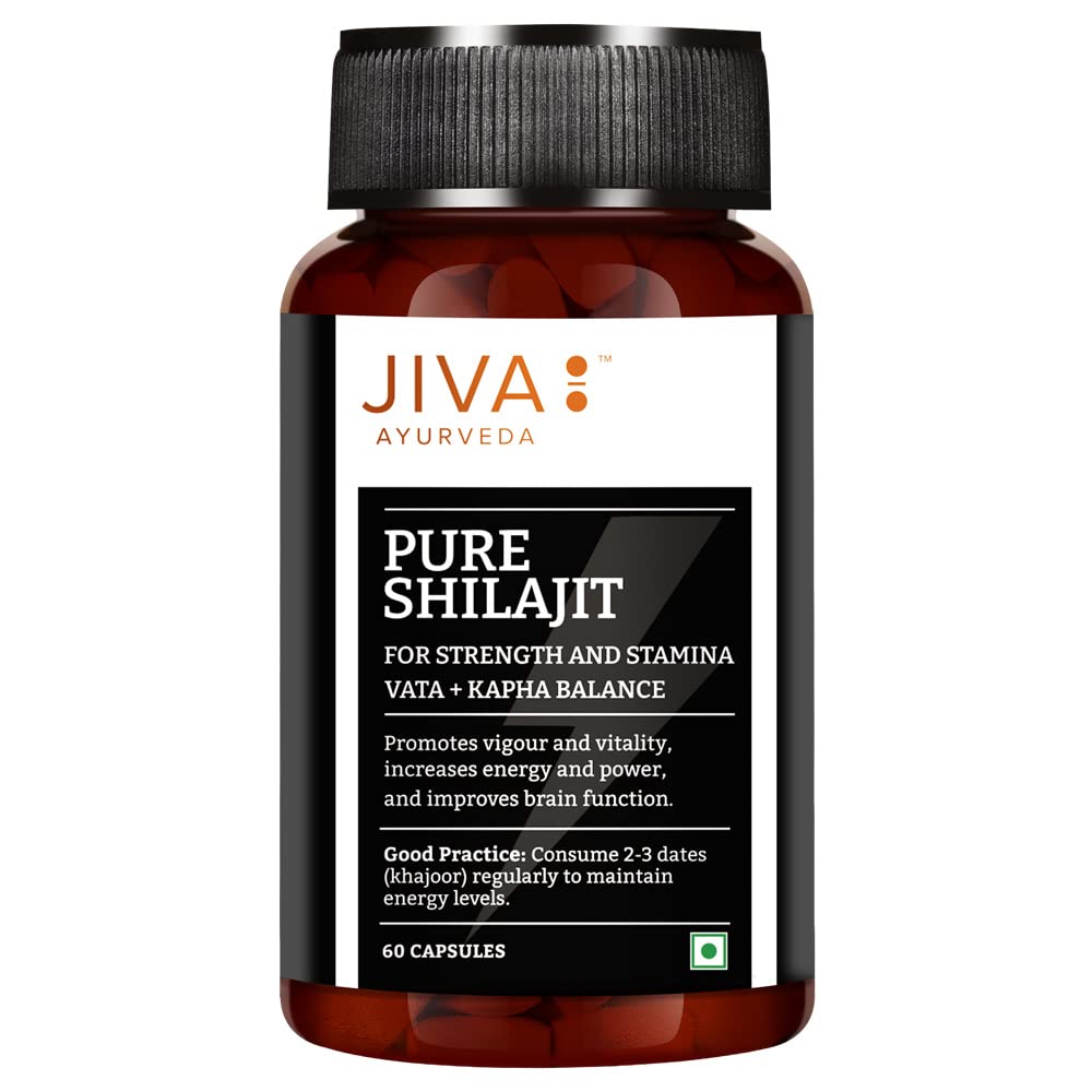 Jiva Ayurveda Pure Shilajeet (60 Capsules) For vigour and vitality, energy and power, brain function