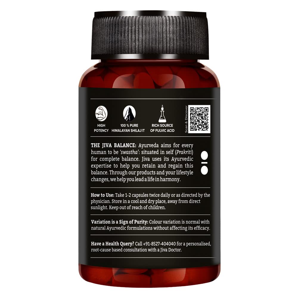 Jiva Ayurveda Pure Shilajeet (60 Capsules) For vigour and vitality, energy and power, brain function